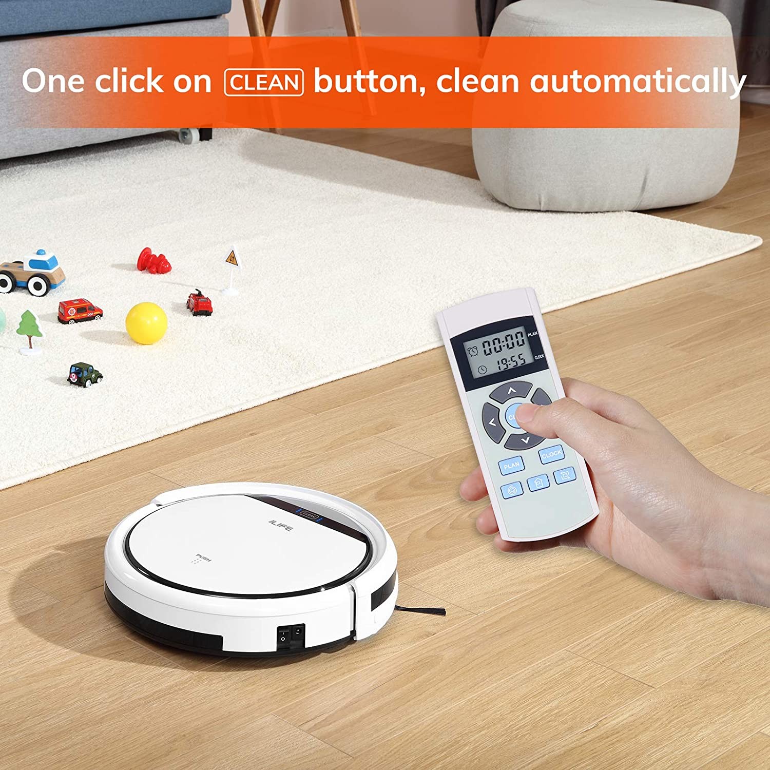 ILIFE V3s Pro Robot Vacuum Cleaner, Tangle-free Suction , Slim, Automatic Self-Charging Robotic Vacuum Cleaner, Daily Schedule Cleaning, Ideal For Pet Hair，Hard Floor and Low Pile Carpet