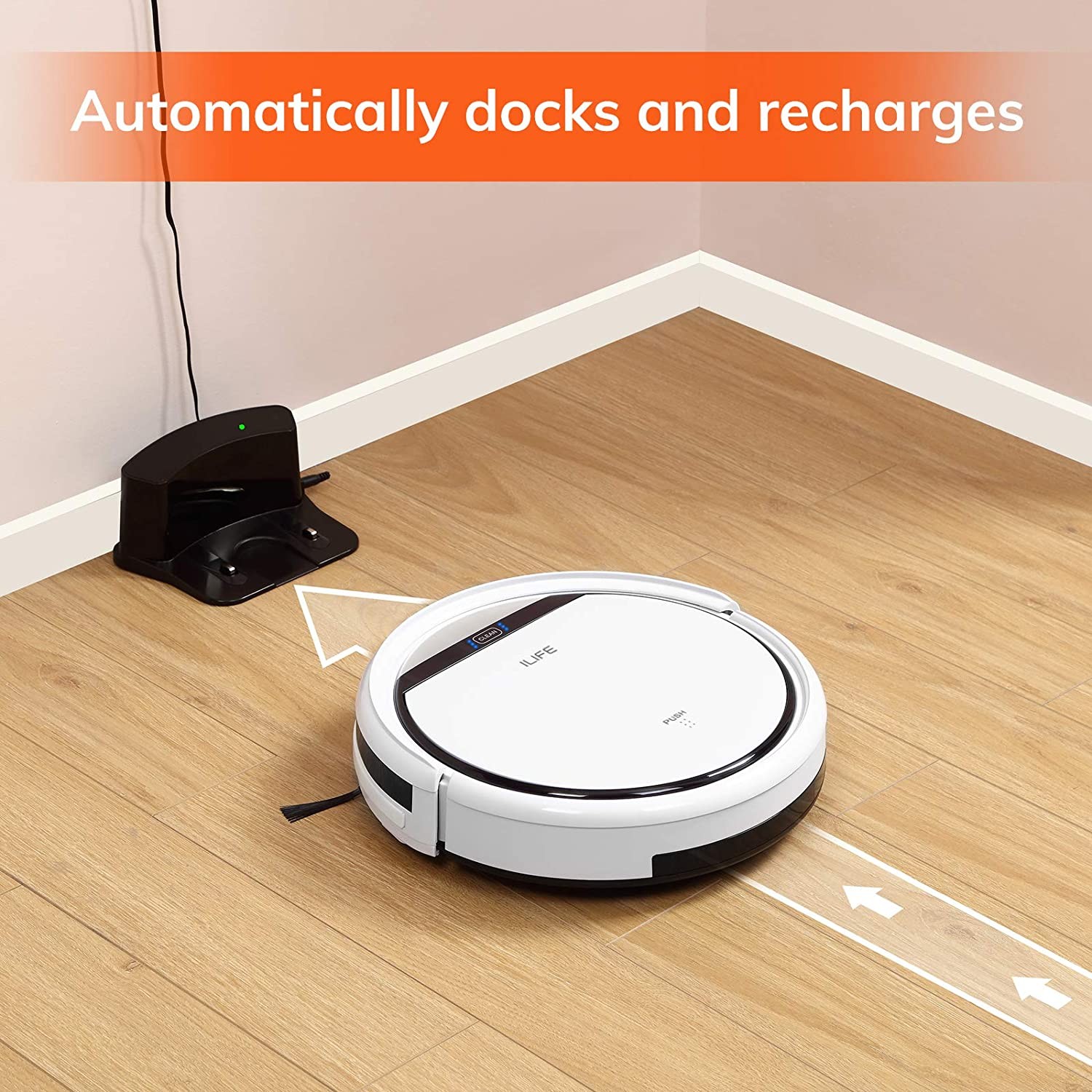 ILIFE V3s Pro Robot Vacuum Cleaner, Tangle-free Suction , Slim, Automatic Self-Charging Robotic Vacuum Cleaner, Daily Schedule Cleaning, Ideal For Pet Hair，Hard Floor and Low Pile Carpet