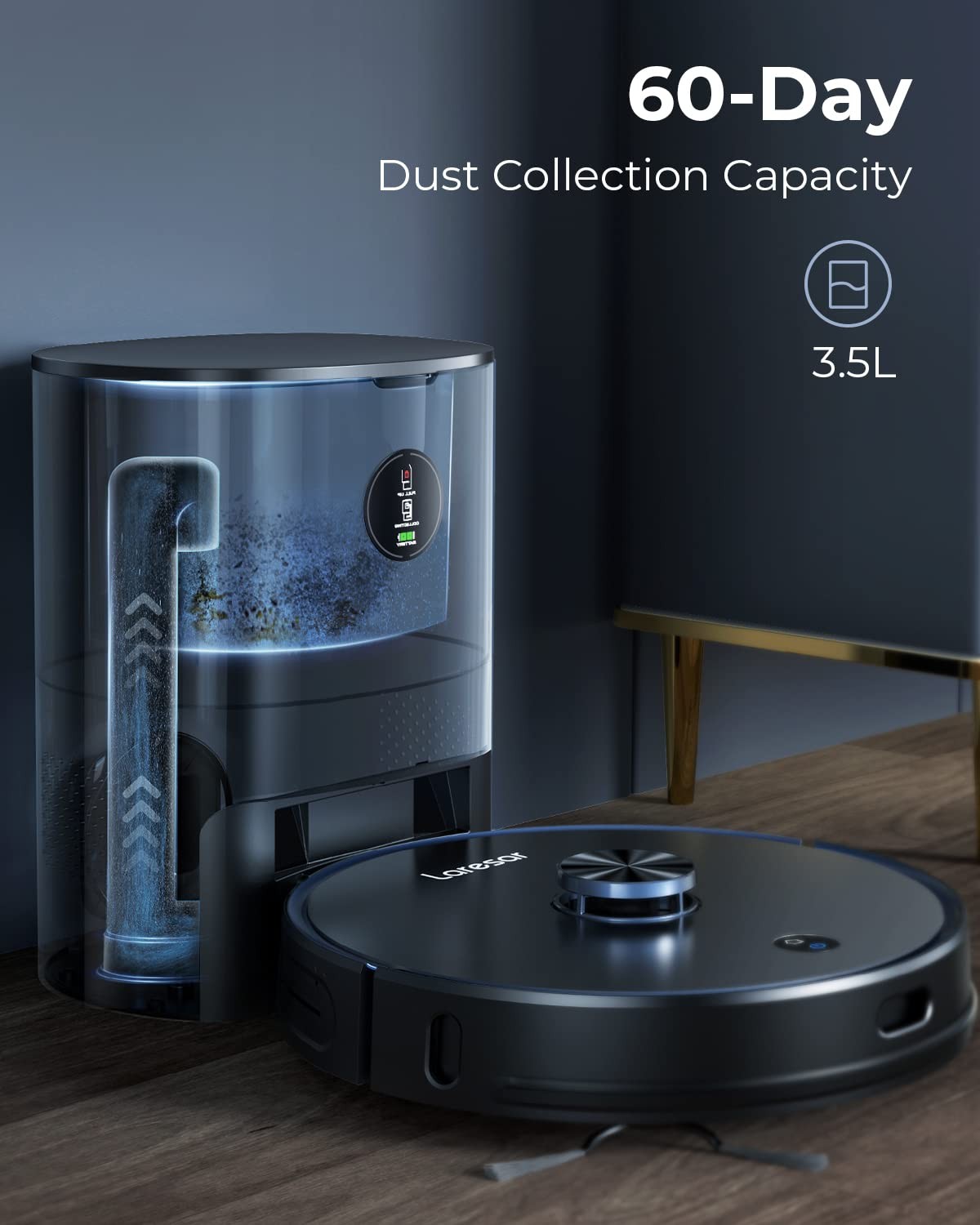 Robot Vacuum and Mop with Auto Dirt Disposal, Max 3500pa Suction, App Control, Editable Map, Lidar Navigation Smart Mapping, Works with Alexa, Laresar L6 Pro Robot Vacuum Cleaner Ideal for Pet Hair