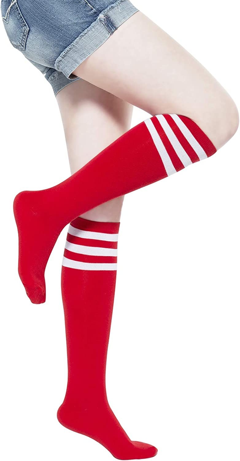 YEJIMONG Women s Cotton Knee High Socks, School Uniform Team Sports Tube Socks ,1 Pairs Size 5-9