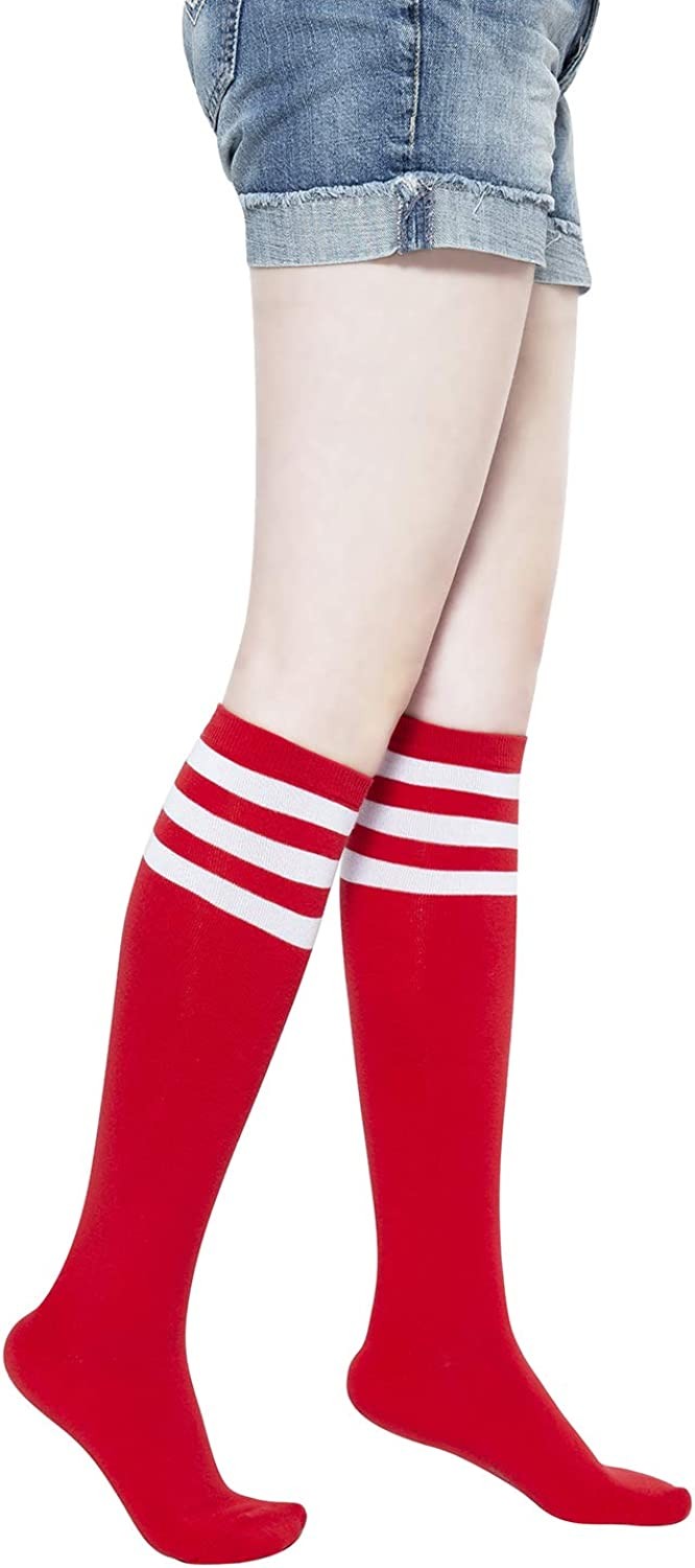 YEJIMONG Women s Cotton Knee High Socks, School Uniform Team Sports Tube Socks ,1 Pairs Size 5-9