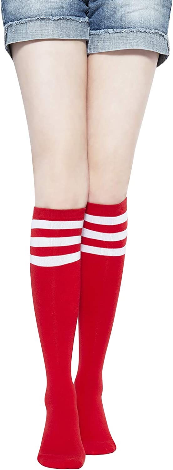 YEJIMONG Women s Cotton Knee High Socks, School Uniform Team Sports Tube Socks ,1 Pairs Size 5-9