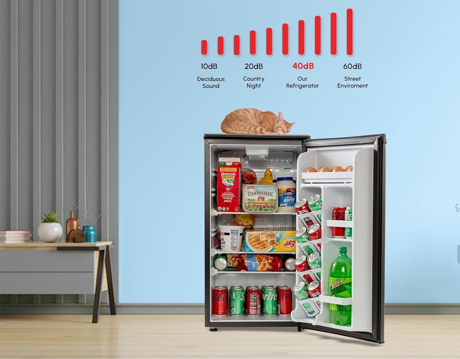 roomwell 3.3 Cu Ft Mini Fridge Compact All Refrigerator without Freezer, Single Door Small Refrigerator REFNFR3300, Black