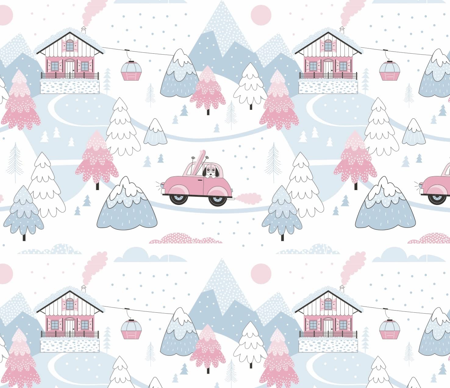 Ski Holiday Winter Gift Wrapping Paper - Folded Flat 30 x 20 Inch (3 Sheets)