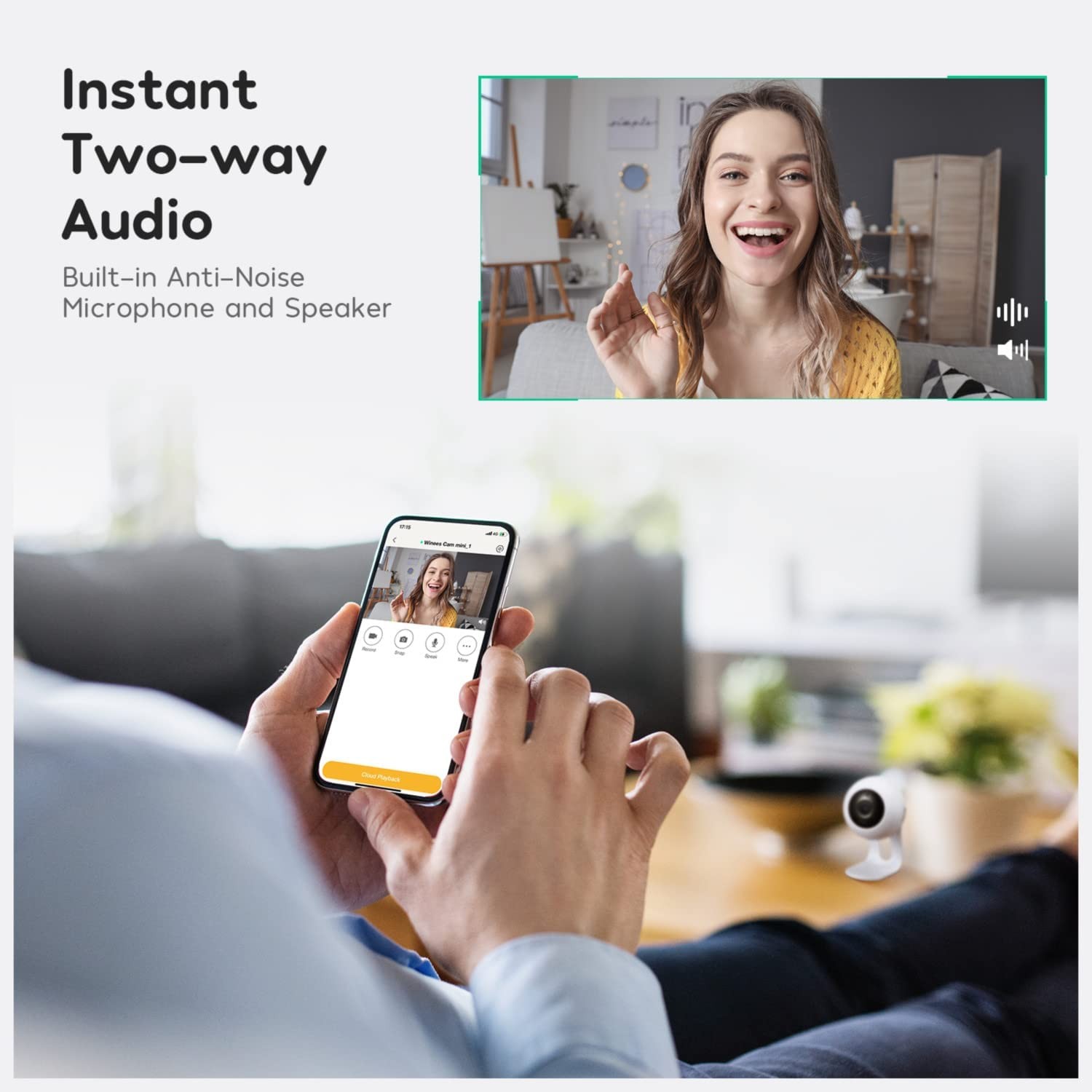 winees Indoor Security Camera, Baby Monitor Wi-Fi Smart Home IP Camera with Motion Detection,2-Way Audio, 2.4GHZ, Night Vision, Multi Installation Cam for Pet, Baby Works with Alexa