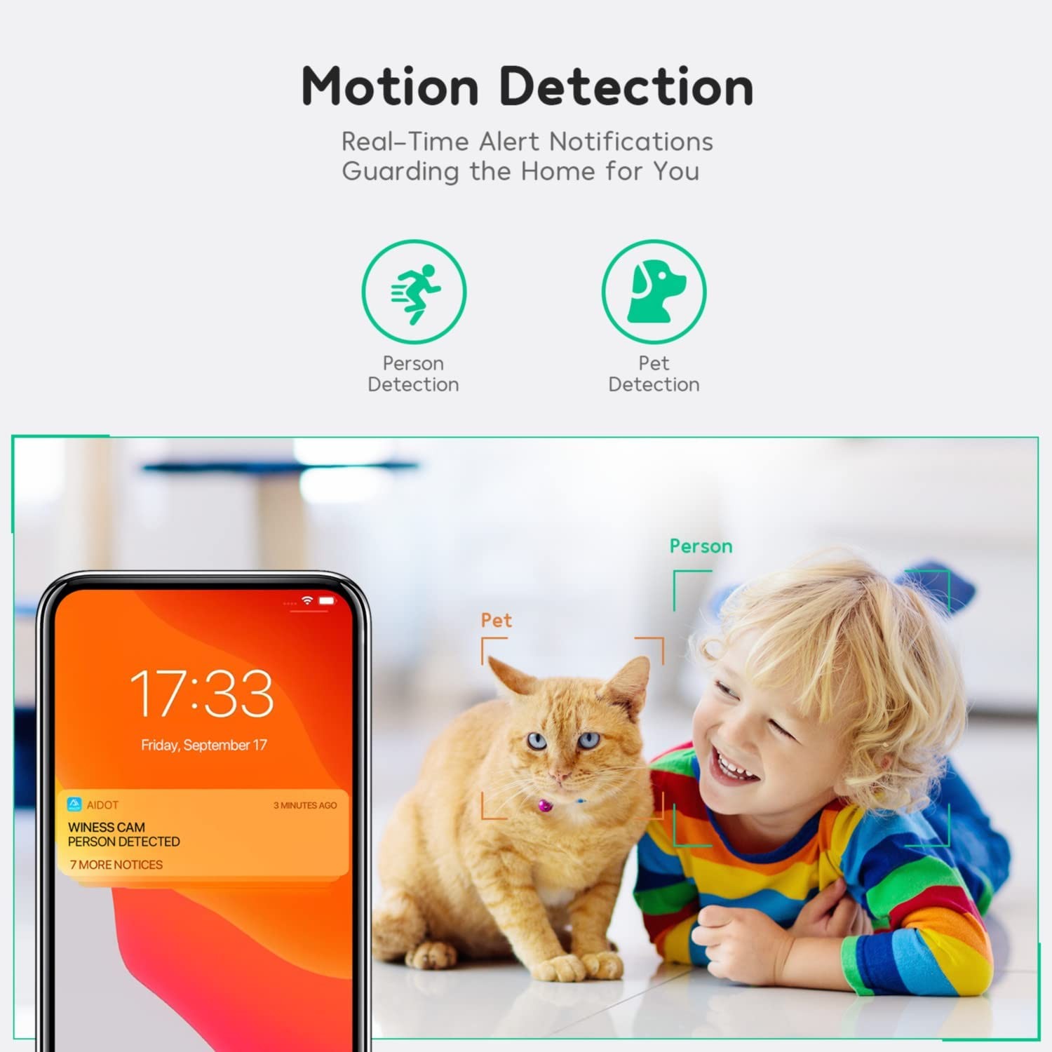 winees Indoor Security Camera, Baby Monitor Wi-Fi Smart Home IP Camera with Motion Detection,2-Way Audio, 2.4GHZ, Night Vision, Multi Installation Cam for Pet, Baby Works with Alexa