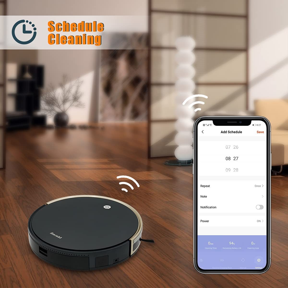 Robot Vacuum and Mop Cleaner, Amrobt X9 Robotic Cleaner, 2200Pa Suction, 600ML Dustbox, 400ML Water Tank, Suction Boost, Daily Schedule, GYRO Navigation, Compatible with Alexa