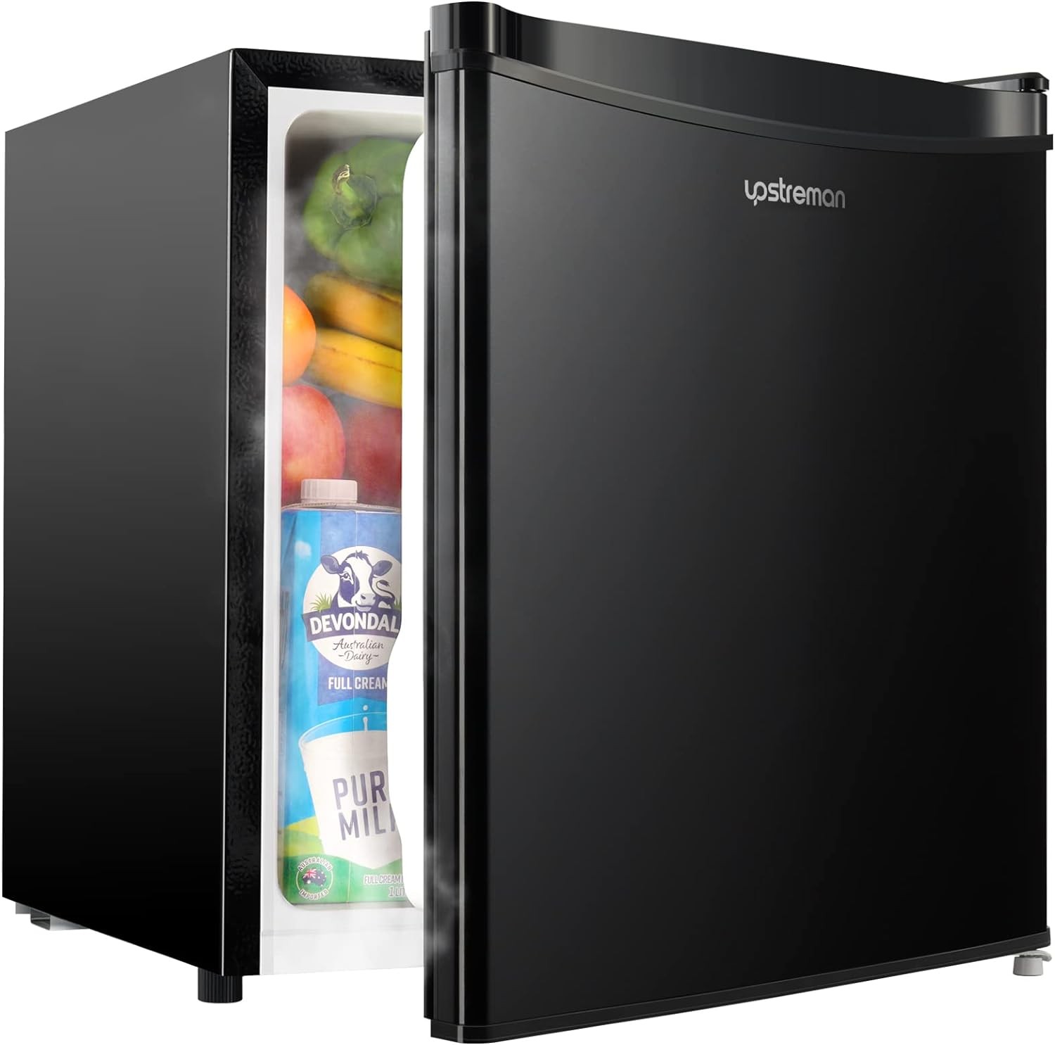 Upstreman 1.7 Cu.ft Mini Fridge with Freezer, Adjustable Thermostat, Energy Saving, Low Noise, Single Door Compact Refrigerator for Dorm, Office, Bedroom, Black-FR17