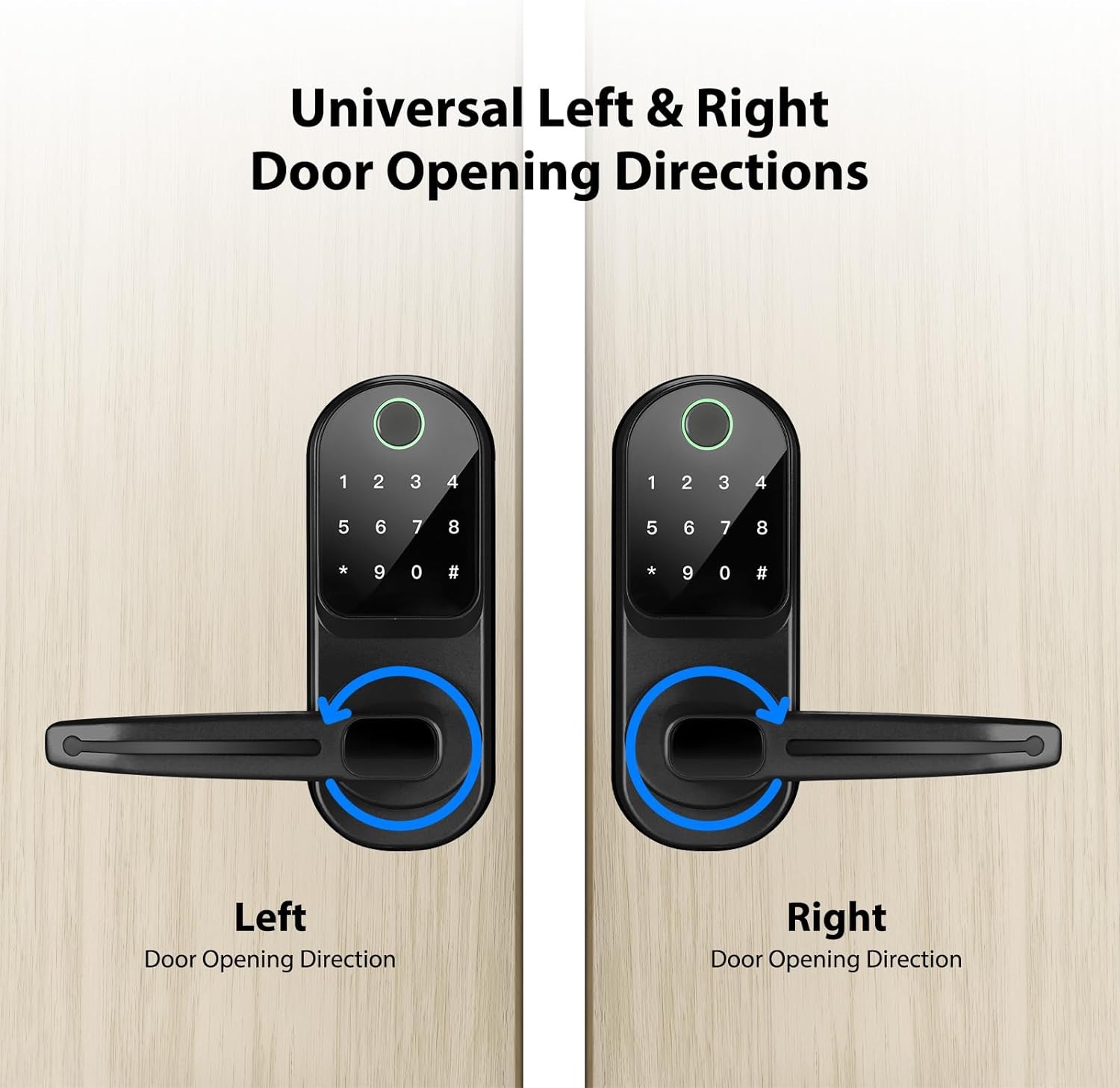 Smart Lock,CATCHFACE Fingerprint Door Lock Bluetooth Enabled and Touchscreen Door Lock|TTLock Smart Lock|Keyless Entry Door Lock with Reversible Handle Smart Door Lock for Front Door(Matte Black)