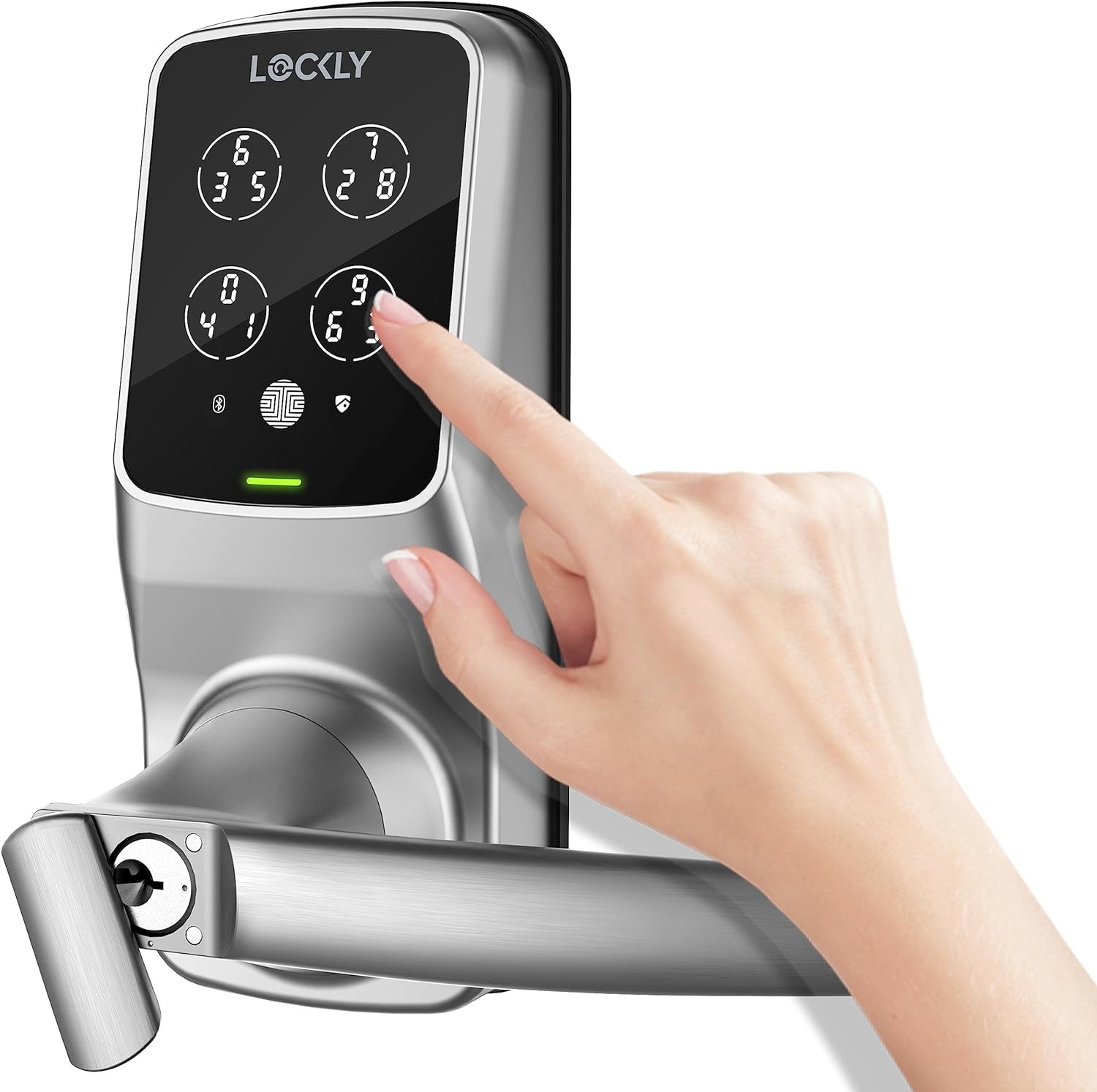 Lockly Model 6S, Bluetooth Smart Lock, Keyless Entry Door Lock, PIN Genie® Keypad, Auto Lock - Satin Nickel
