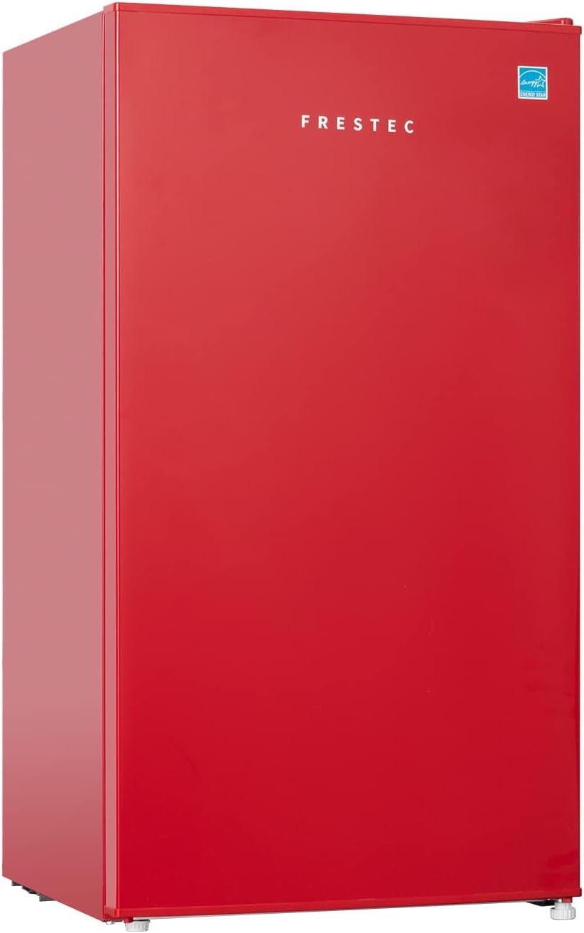 Frestec 3.1 CU  Mini Refregiator, Compact Refrigerator, Small Refrigerator with Freezer, Red (FR 310 RED)