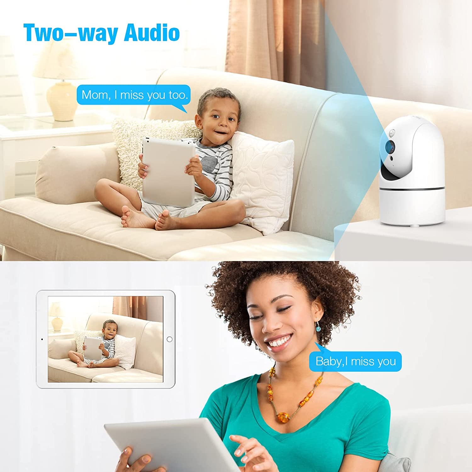 Indoor Camera, 1080P Pet Camera with Motion and Sound Detection, Pan/Tilt/Zoom WiFi Camera with Night Vision, 2-Way Audio & Cloud Services for Baby Monitor Home Security Camera