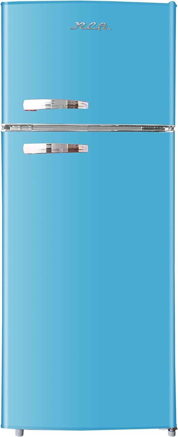 RCA RFR786-BLUE 2 Door Apartment Size Refrigerator with Freezer, 7.5 cu. ft, Retro Blue