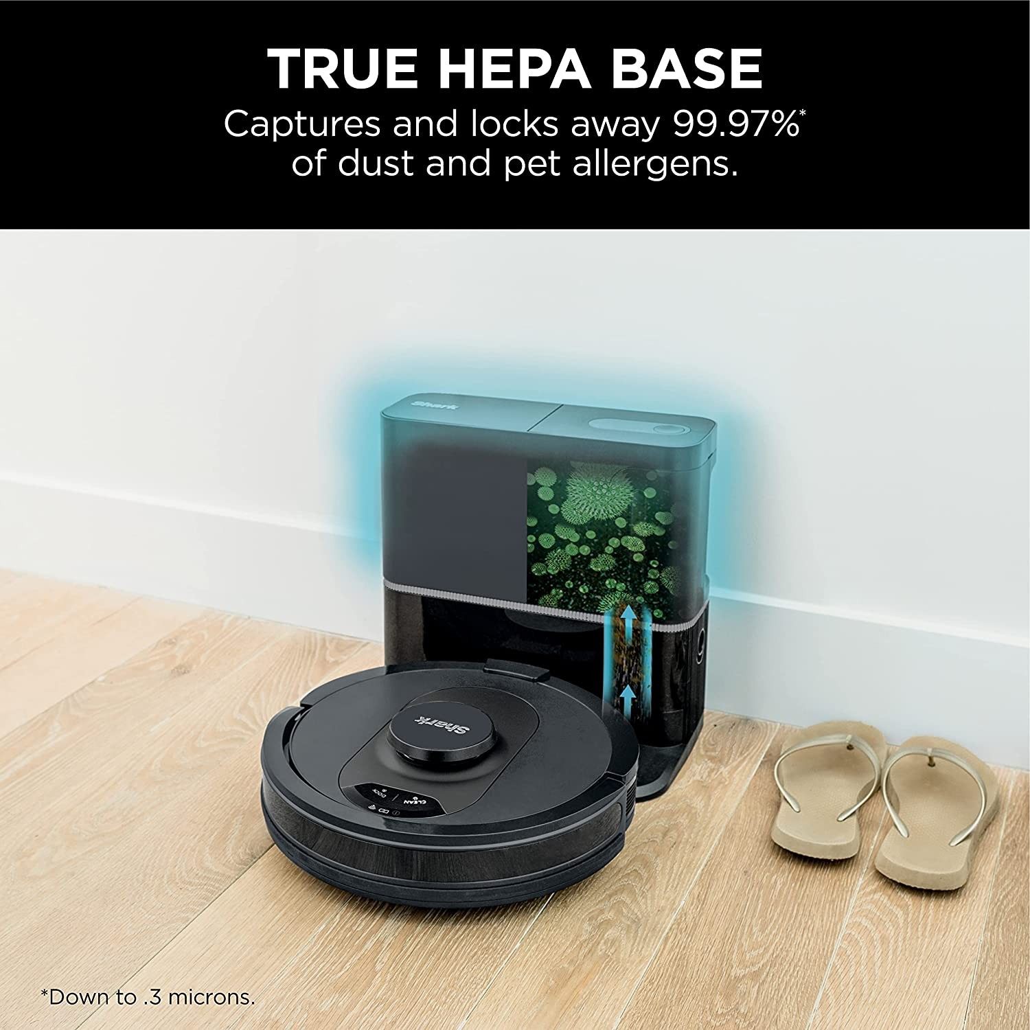 Shark AV2501S AI Robot Vacuum with HEPA Self-Empty Base, Bagless, 30-Day Capacity, LIDAR Navigation, Perfect for Pet Hair, Compatible with Alexa, Wi-Fi Connected, Dark Grey