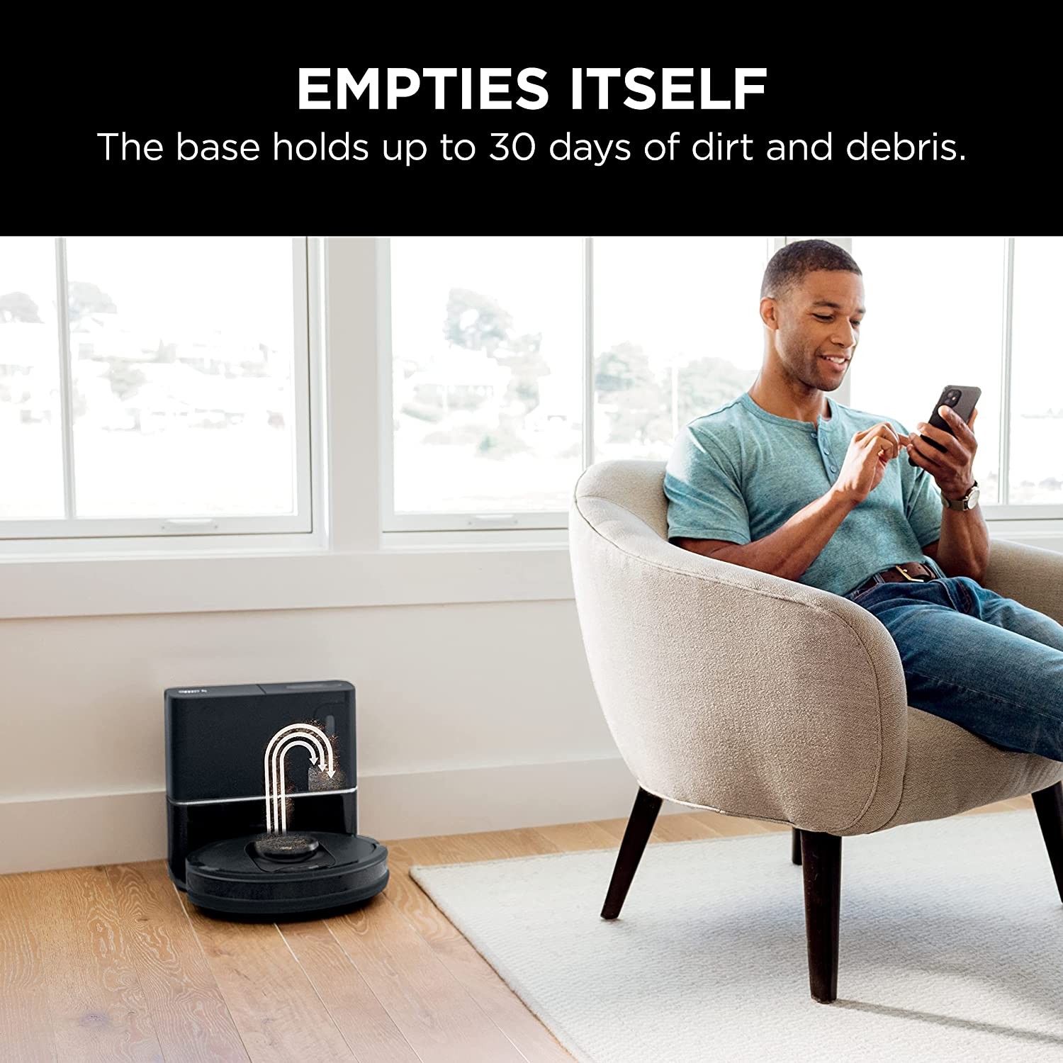 Shark AV2501S AI Robot Vacuum with HEPA Self-Empty Base, Bagless, 30-Day Capacity, LIDAR Navigation, Perfect for Pet Hair, Compatible with Alexa, Wi-Fi Connected, Dark Grey