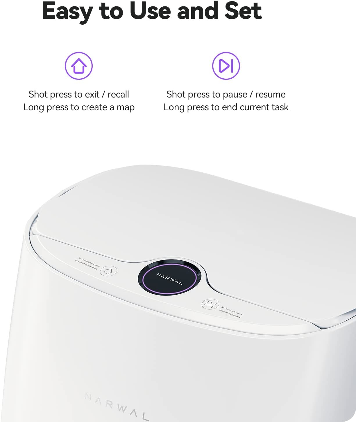 NARWAL T10 Mop Robot, 4-in-1 Robot Vacuum and Mop with Self Cleaning Station, Self Washing and Drying Robot Mop with LiDAR Navigation, Smart Mapping, 2 Suction Mode for Hard Floor and Pet Hair, White