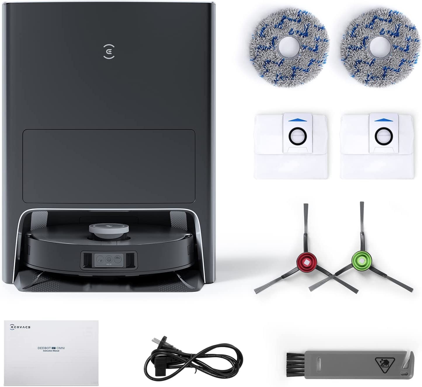 ECOVACS DEEBOT X1 OMNI Robot Vacuum and Mop Combo with Self-Empty and Auto-Clean Station, 5000Pa, Robot Vacuum Cleaner with Laser Navigation, Obstacle Avoidance, Built-in YIKO Voice Assistant, Black